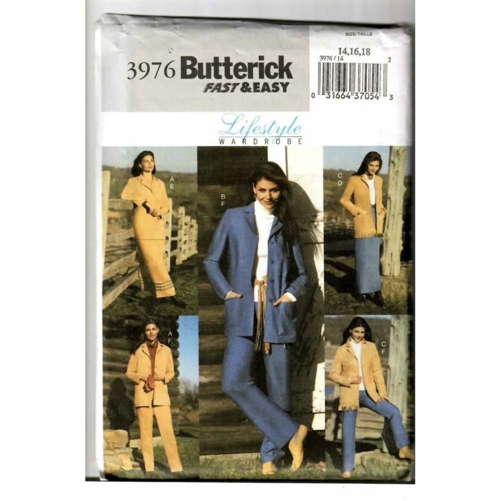 Butterick 3976 Sewing Pattern Shirt Jacket Pants Skirt Size 14-18 Uncut